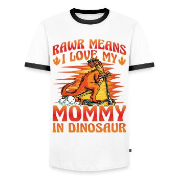 Rawr means I love my Mommy in Dinosaurs - Men's Ringer Shirt - white/black - Front - AI Model Female 172 light (172cm) & AI Model Male 178 dark (178cm)