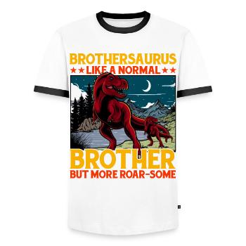 Brothersaurus comme un Brother normal mais plus Roar - T-shirt contrasté Homme - blanc/noir - Devant - AI Model Female 172 light (172cm) & AI Model Male 178 dark (178cm)