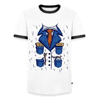 Zugbegleiter Kostüm Kinder & Erwachsene Halloween - Männer Kontrast-T-Shirt - Weiß/Schwarz - Vorne - AI Model Female 172 light (172cm) & AI Model Male 178 dark (178cm)