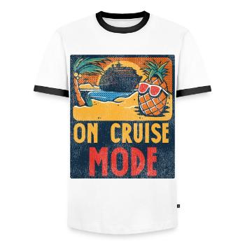 Cruise Ship Vacation Vintage On - Men's Ringer Shirt - white/black - Front - AI Model Female 172 light (172cm) & AI Model Male 178 dark (178cm)