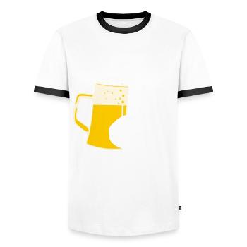 Eisstock Stockschießen Bier Stockschütze - Männer Kontrast-T-Shirt - Weiß/Schwarz - Vorne - AI Model Female 172 light (172cm) & AI Model Male 178 dark (178cm)