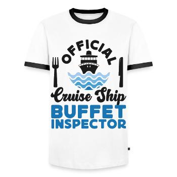 Cruise Ship Vacation Official - Men's Ringer Shirt - white/black - Front - AI Model Female 172 light (172cm) & AI Model Male 178 dark (178cm)