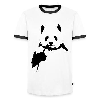 Cooler & lustiger Peeking Pandabär Wasserfarben - Männer Kontrast-T-Shirt - Weiß/Schwarz - Vorne - AI Model Female 172 light (172cm) & AI Model Male 178 dark (178cm)