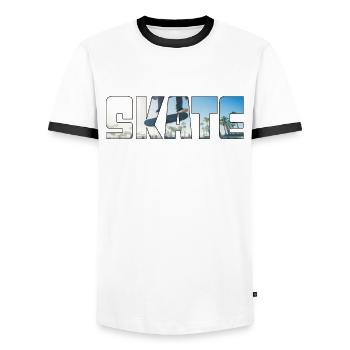 Skateboarding - Men's Ringer Shirt - white/black - Front - AI Model Female 172 light (172cm) & AI Model Male 178 dark (178cm)