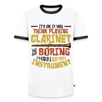 Klarinette Spielen Klarinettist - Männer Kontrast-T-Shirt - Weiß/Schwarz - Vorne - AI Model Female 172 light (172cm) & AI Model Male 178 dark (178cm)