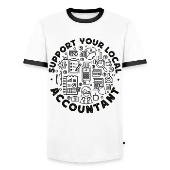 Accountant Bookkeeper Accounting - Men's Ringer Shirt - white/black - Front - AI Model Female 172 light (172cm) & AI Model Male 178 dark (178cm)
