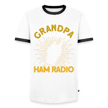 Radioamateur radioamateur code Morse transmettre Gesche - T-shirt contrasté Homme - blanc/noir - Devant - AI Model Female 172 light (172cm) & AI Model Male 178 dark (178cm)