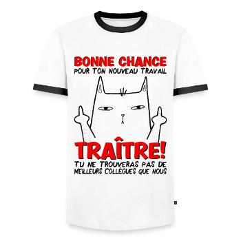 Départ collègue travail nouvel emploi bonne chance - T-shirt contrasté Homme - blanc/noir - Devant - AI Model Female 172 light (172cm) & AI Model Male 178 dark (178cm)