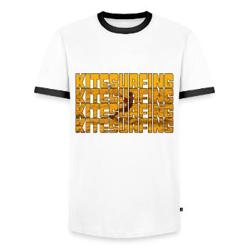 Kite Surfing - Men's Ringer Shirt - white/black - Front - AI Model Female 172 light (172cm) & AI Model Male 178 dark (178cm)