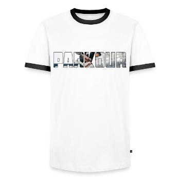 le parkour - T-shirt contrasté Homme - blanc/noir - Devant - AI Model Female 172 light (172cm) & AI Model Male 178 dark (178cm)