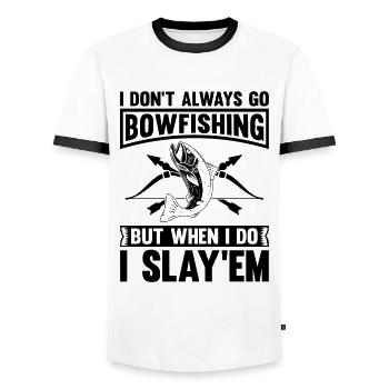 I Don't Always Go Bowfishing Arrow Sport Bowfisher - Männer Kontrast-T-Shirt - Weiß/Schwarz - Vorne - AI Model Female 172 light (172cm) & AI Model Male 178 dark (178cm)