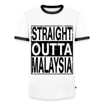 Malaysia Straight outta Malaysia - Men's Ringer Shirt - white/black - Front - AI Model Female 172 light (172cm) & AI Model Male 178 dark (178cm)