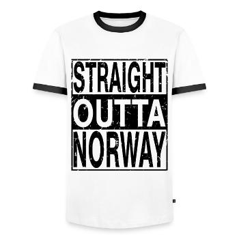 Norwegen Straight outta Norwegen - Männer Kontrast-T-Shirt - Weiß/Schwarz - Vorne - AI Model Female 172 light (172cm) & AI Model Male 178 dark (178cm)