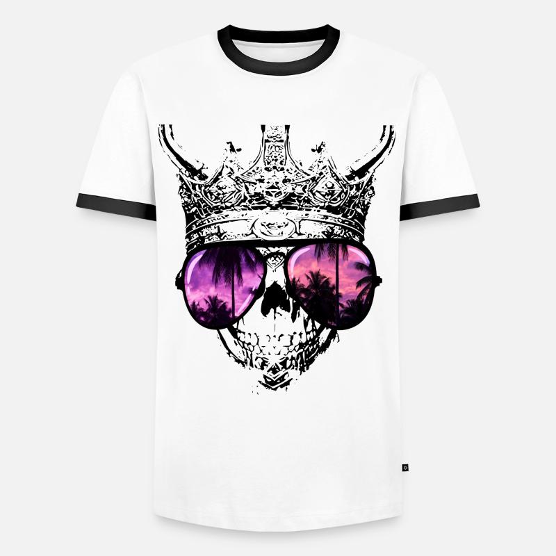 Hipster Skull King - Men's Ringer Shirt - white/black