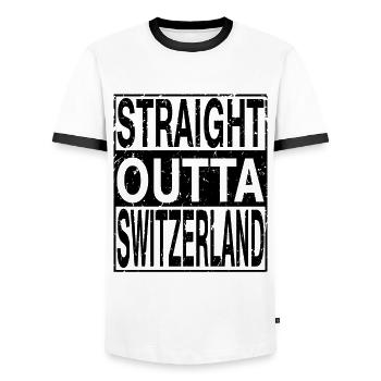 Suisse Tout droit sortie Suisse - T-shirt contrasté Homme - blanc/noir - Devant - AI Model Female 172 light (172cm) & AI Model Male 178 dark (178cm)
