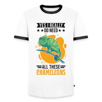 Chameleon Gift Chameleon - Men's Ringer Shirt - white/black - Front - AI Model Female 172 light (172cm) & AI Model Male 178 dark (178cm)
