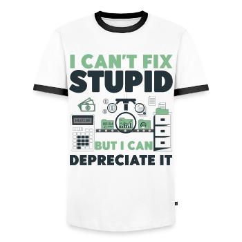 Accountant Bookkeeper Accounting I - Men's Ringer Shirt - white/black - Front - AI Model Female 172 light (172cm) & AI Model Male 178 dark (178cm)
