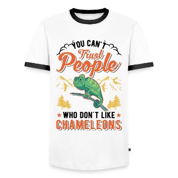 Chameleon Gift Chameleon - Men's Ringer Shirt - white/black - Front - AI Model Female 172 light (172cm) & AI Model Male 178 dark (178cm)