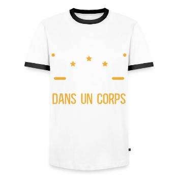 Musculation Sport. Citation Sportif Drôle Original - T-shirt contrasté Homme - blanc/noir - Devant - AI Model Female 172 light (172cm) & AI Model Male 178 dark (178cm)