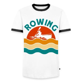 Team Rowing Rowers Rowing Gift - Men's Ringer Shirt - white/black - Front - AI Model Female 172 light (172cm) & AI Model Male 178 dark (178cm)
