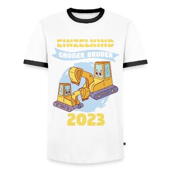 Bruder 2023 Bagger Baggerfahrer Bruder - Männer Kontrast-T-Shirt - Weiß/Schwarz - Vorne - AI Model Female 172 light (172cm) & AI Model Male 178 dark (178cm)