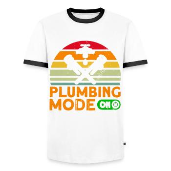 Plombiers en plomberie Cadeaux de gens de métier - T-shirt contrasté Homme - blanc/noir - Devant - AI Model Female 172 light (172cm) & AI Model Male 178 dark (178cm)