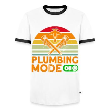 Plombiers en plomberie Cadeaux de gens de métier - T-shirt contrasté Homme - blanc/noir - Devant - AI Model Female 172 light (172cm) & AI Model Male 178 dark (178cm)