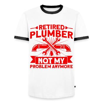 Installations sanitaires Plomberie Entretien de San - T-shirt contrasté Homme - blanc/noir - Devant - AI Model Female 172 light (172cm) & AI Model Male 178 dark (178cm)