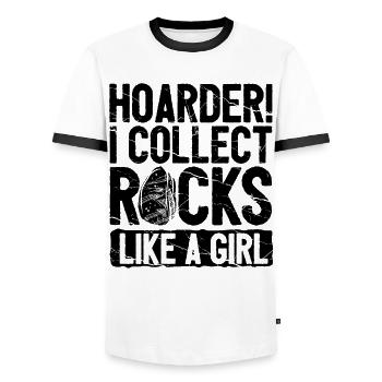 Funny Rock Hunting Girl - Men's Ringer Shirt - white/black - Front - AI Model Female 172 light (172cm) & AI Model Male 178 dark (178cm)