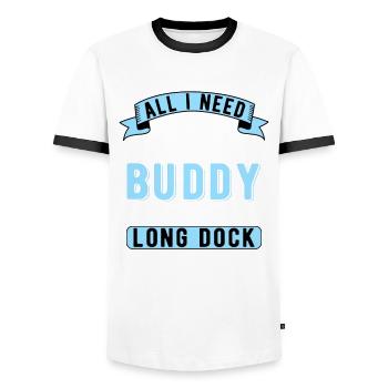 Dock Diving All I Need Is My Furrdy Buddy - Männer Kontrast-T-Shirt - Weiß/Schwarz - Vorne - AI Model Female 172 light (172cm) & AI Model Male 178 dark (178cm)