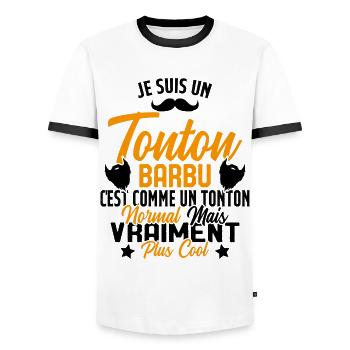 Tonton Barbu Humour Cadeau Onlce - T-shirt contrasté Homme - blanc/noir - Devant - AI Model Female 172 light (172cm) & AI Model Male 178 dark (178cm)