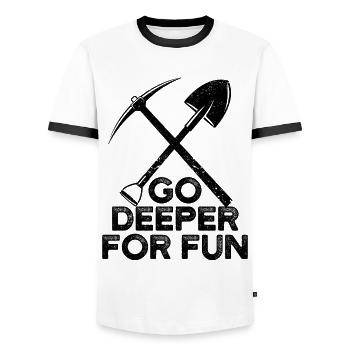 Drôle de géologue à la chasse aux pierres - T-shirt contrasté Homme - blanc/noir - Devant - AI Model Female 172 light (172cm) & AI Model Male 178 dark (178cm)