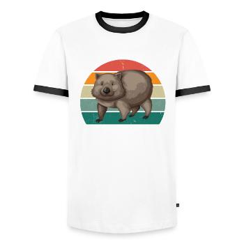 wombat beuteltier beutel australien Ozeanien lieb - Männer Kontrast-T-Shirt - Weiß/Schwarz - Vorne - AI Model Female 172 light (172cm) & AI Model Male 178 dark (178cm)