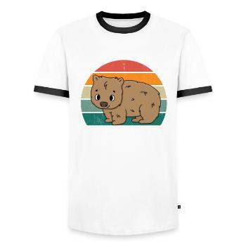 wombat marsupial pouch australia oceania dear - Men's Ringer Shirt - white/black - Front - AI Model Female 172 light (172cm) & AI Model Male 178 dark (178cm)