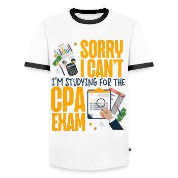 Accountant Bookkeeper Accounting - Men's Ringer Shirt - white/black - Front - AI Model Female 172 light (172cm) & AI Model Male 178 dark (178cm)