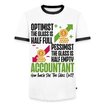 Accountant Bookkeeper Accounting - Men's Ringer Shirt - white/black - Front - AI Model Female 172 light (172cm) & AI Model Male 178 dark (178cm)