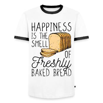 Funny bread baker - Men's Ringer Shirt - white/black - Front - AI Model Female 172 light (172cm) & AI Model Male 178 dark (178cm)