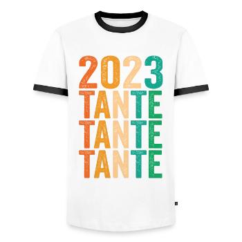 Tante 2023 Schwangerschaft Schwanger Werdende Tant - Männer Kontrast-T-Shirt - Weiß/Schwarz - Vorne - AI Model Female 172 light (172cm) & AI Model Male 178 dark (178cm)