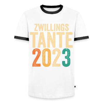 Tante 2023 Zwillinge Schwanger Werdende Tante - Männer Kontrast-T-Shirt - Weiß/Schwarz - Vorne - AI Model Female 172 light (172cm) & AI Model Male 178 dark (178cm)