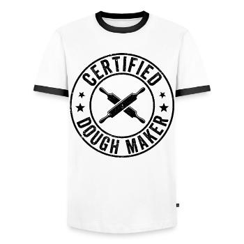 Funny bread baker - Men's Ringer Shirt - white/black - Front - AI Model Female 172 light (172cm) & AI Model Male 178 dark (178cm)