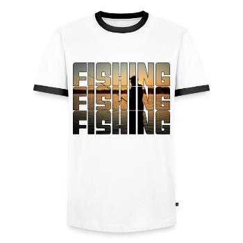 Pêche - T-shirt contrasté Homme - blanc/noir - Devant - AI Model Female 172 light (172cm) & AI Model Male 178 dark (178cm)