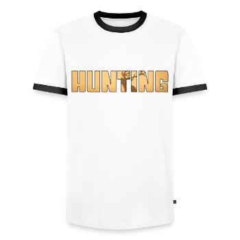 Hunt - Men's Ringer Shirt - white/black - Front - AI Model Female 172 light (172cm) & AI Model Male 178 dark (178cm)