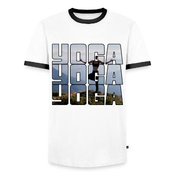 Yoga - T-shirt contrasté Homme - blanc/noir - Devant - AI Model Female 172 light (172cm) & AI Model Male 178 dark (178cm)