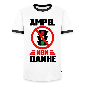 Ampel #Rücktritt der Regierung - Männer Kontrast-T-Shirt - Weiß/Schwarz - Vorne - AI Model Female 172 light (172cm) & AI Model Male 178 dark (178cm)