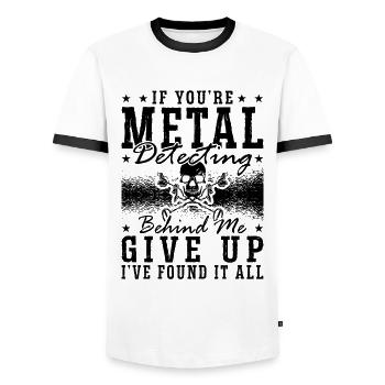 If You're Metal Detecting Dirt Fishing Detectorist - Men's Ringer Shirt - white/black - Front - AI Model Female 172 light (172cm) & AI Model Male 178 dark (178cm)