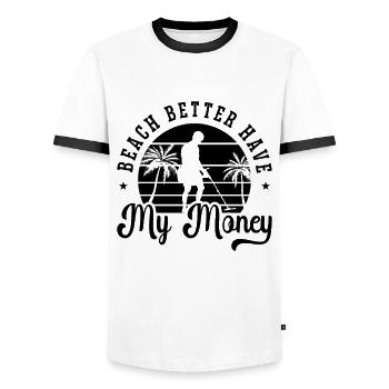 Beach Better Metal Detection Retro Dig Detectorist - T-shirt contrasté Homme - blanc/noir - Devant - AI Model Female 172 light (172cm) & AI Model Male 178 dark (178cm)