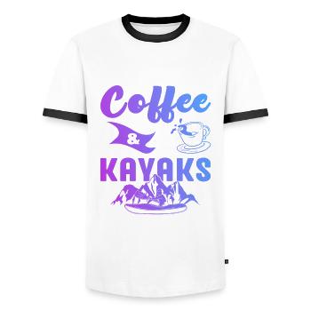 Coffee And Kayaks Kayaking Rowing Rower Canoe Padd - Männer Kontrast-T-Shirt - Weiß/Schwarz - Vorne - AI Model Female 172 light (172cm) & AI Model Male 178 dark (178cm)