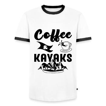 Coffee And Kayaks Kayaking Rowing Rower Canoe Padd - Männer Kontrast-T-Shirt - Weiß/Schwarz - Vorne - AI Model Female 172 light (172cm) & AI Model Male 178 dark (178cm)