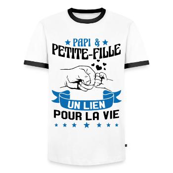Papi & Petite Fille Grand Père Papy Cadeau - T-shirt contrasté Homme - blanc/noir - Devant - AI Model Female 172 light (172cm) & AI Model Male 178 dark (178cm)
