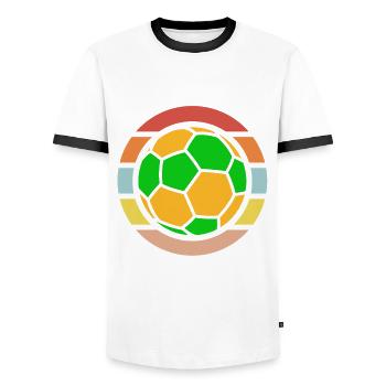 Irish team sport Gaelic football match G - Men's Ringer Shirt - white/black - Front - AI Model Female 172 light (172cm) & AI Model Male 178 dark (178cm)